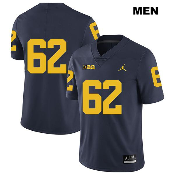 Men's NCAA Michigan Wolverines Mica Gelb #62 No Name Navy Jordan Brand Authentic Stitched Legend Football College Jersey FU25E86YA